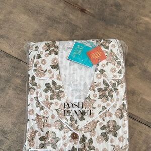 Posh Peanut Floral Button-Up Pajama Set
